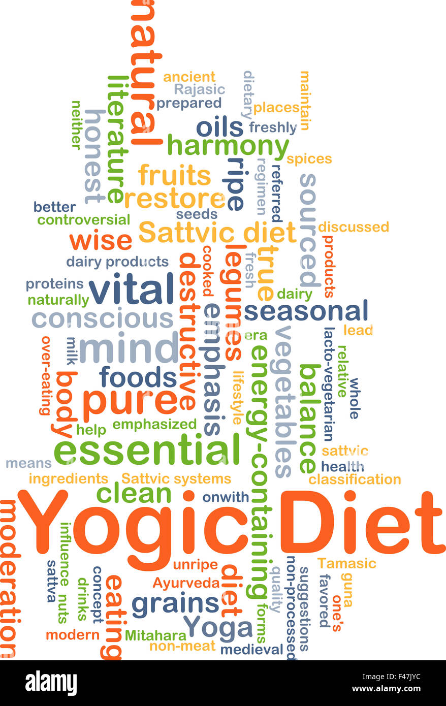 Background concept wordcloud illustration of yogic diet Stock Photo