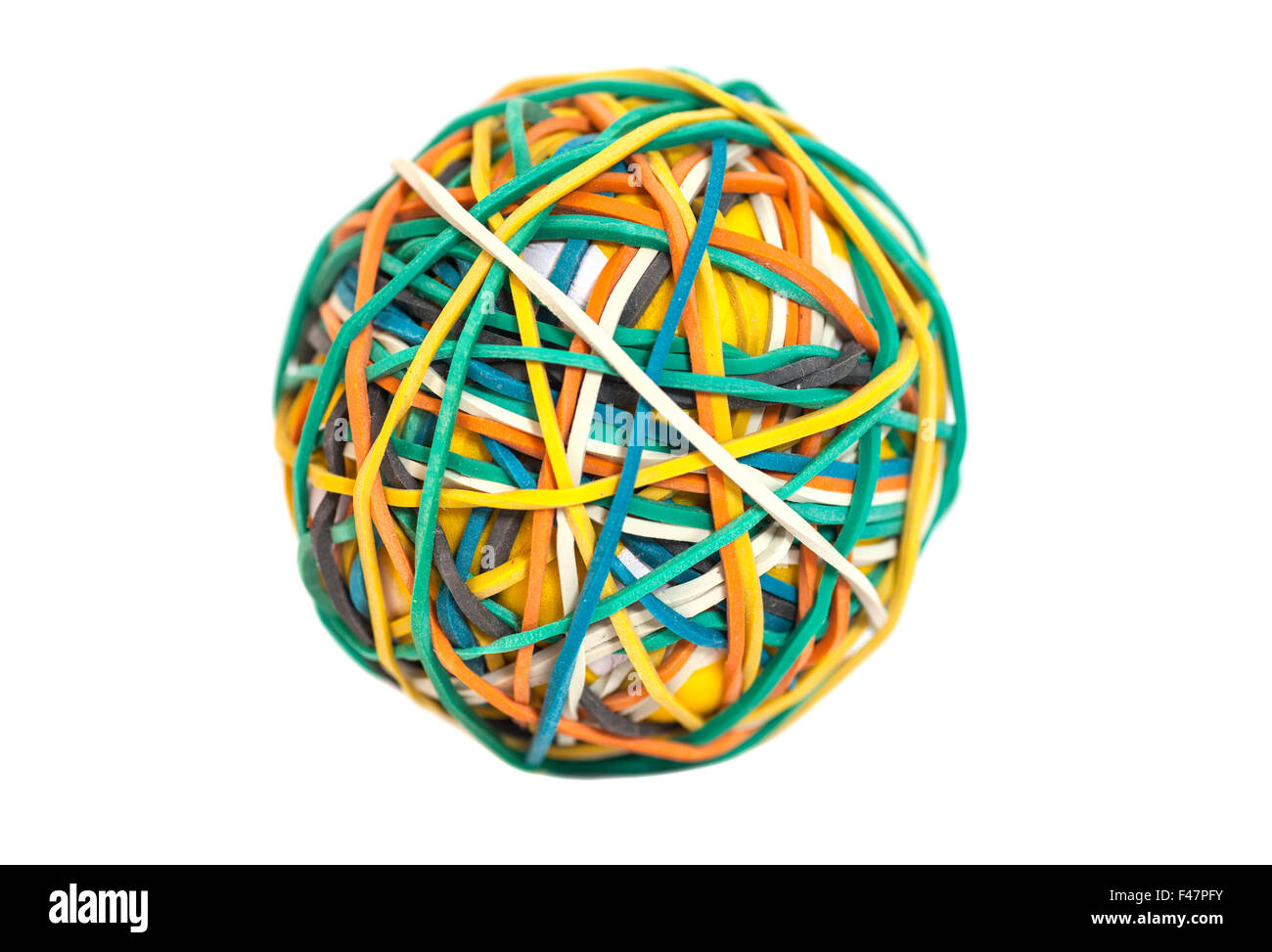 Colorful rubber band ball isolated on white background Stock Photo