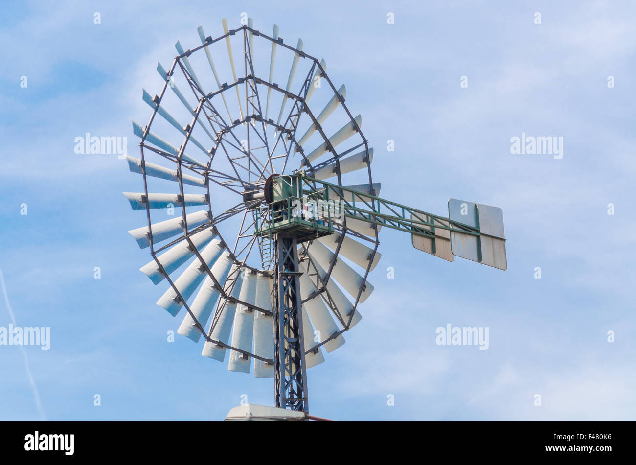 Wind turbine, wind power tower, pump Stock Photo