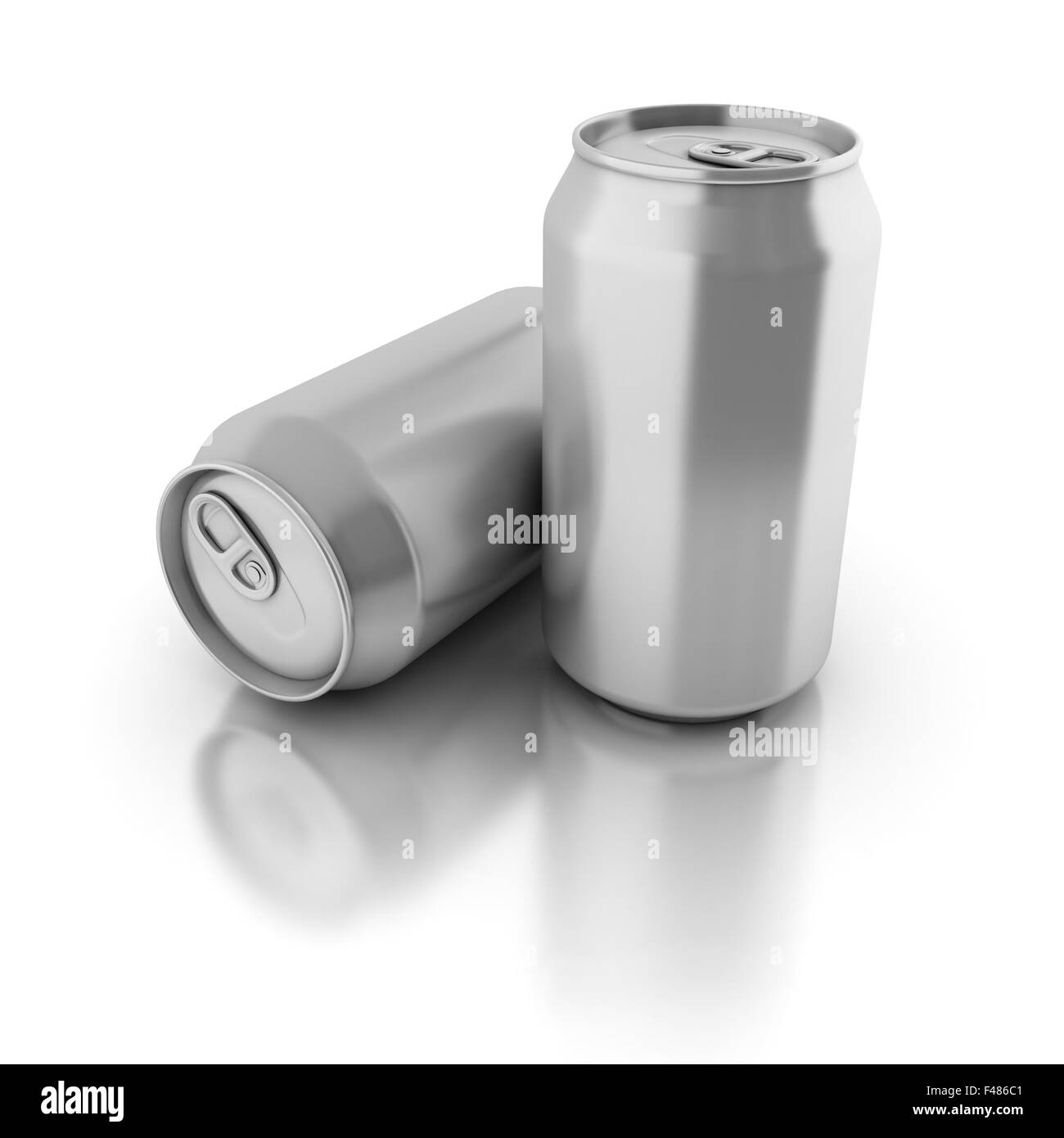 blank aluminium cans on a white background Stock Photo