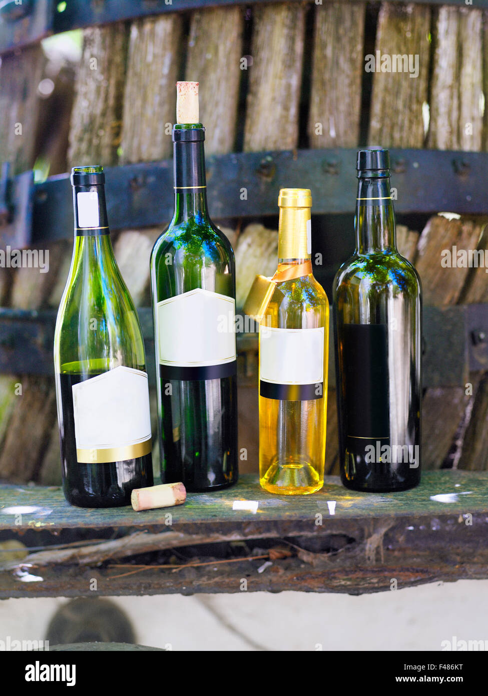 Different bottles of wine, closeup, South Africa Stock Photo Alamy