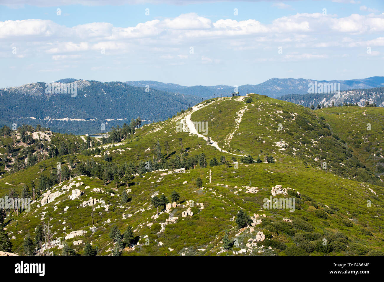 Keller Peak and ski resort on a hot summer's day near Los Angeles, Cal...