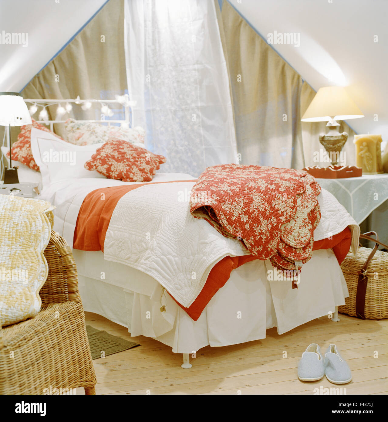 A Scandinavian bedroom, Sweden. Stock Photo