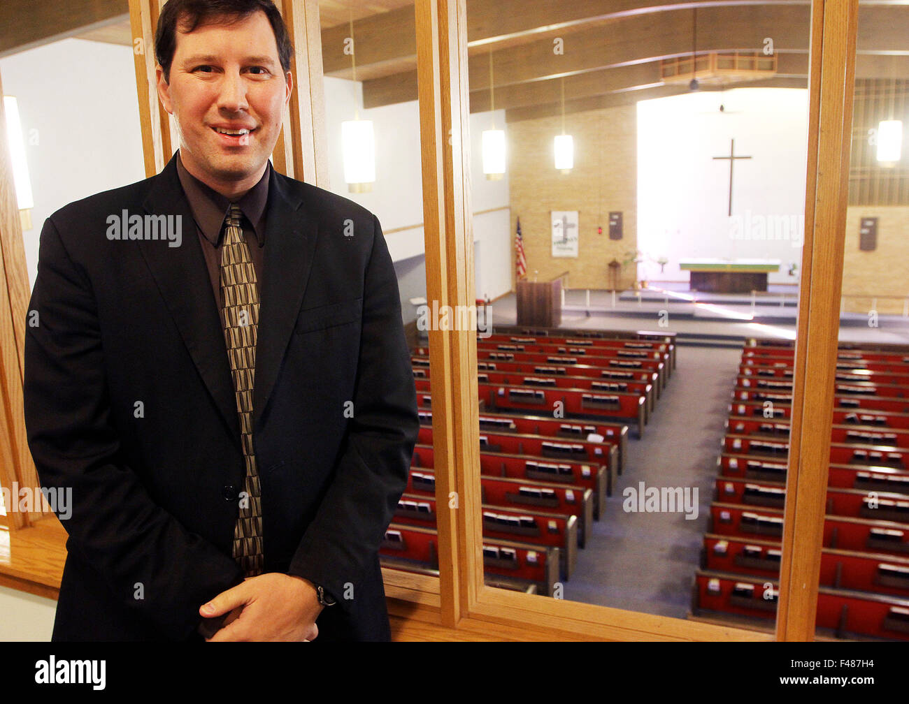 Davenport, Iowa, USA. 14th Oct, 2015. Pastor Chris Lockie at Immanuel Lutheran Church on