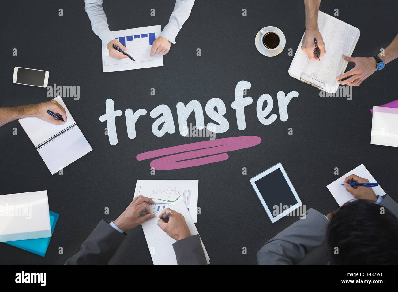 Transfer against blackboard Stock Photo Alamy