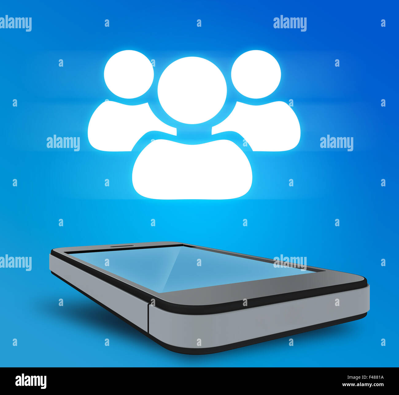 Telephone and white teamwork icon over it Stock Photo - Alamy