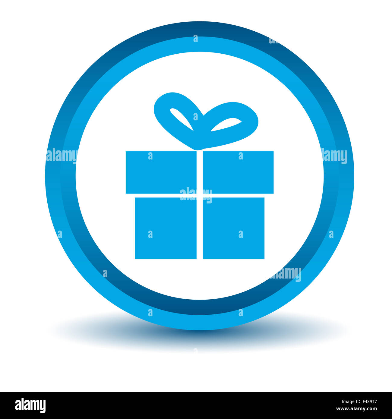 Blue gift icon Stock Photo - Alamy
