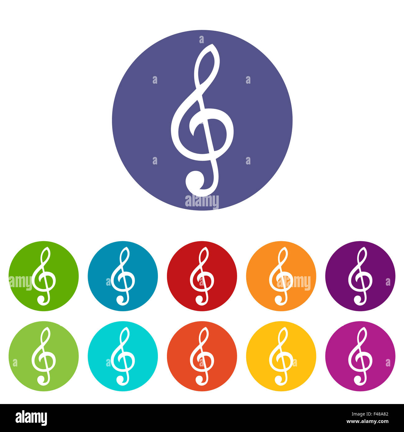 Treble clef web flat icon Stock Photo - Alamy