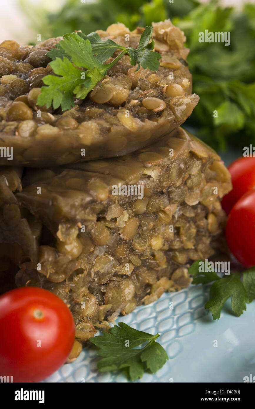 lentils terrine with herbs Stock Photo Alamy