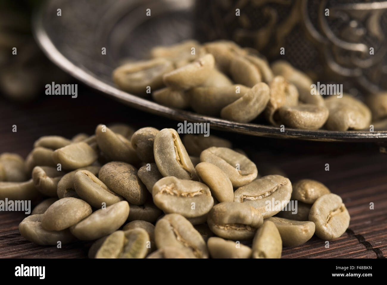 Green coffee. drink and beans Stock Photo Alamy
