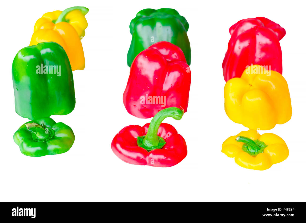 Yellow, Red, Green Bell Pepper Stock Photo