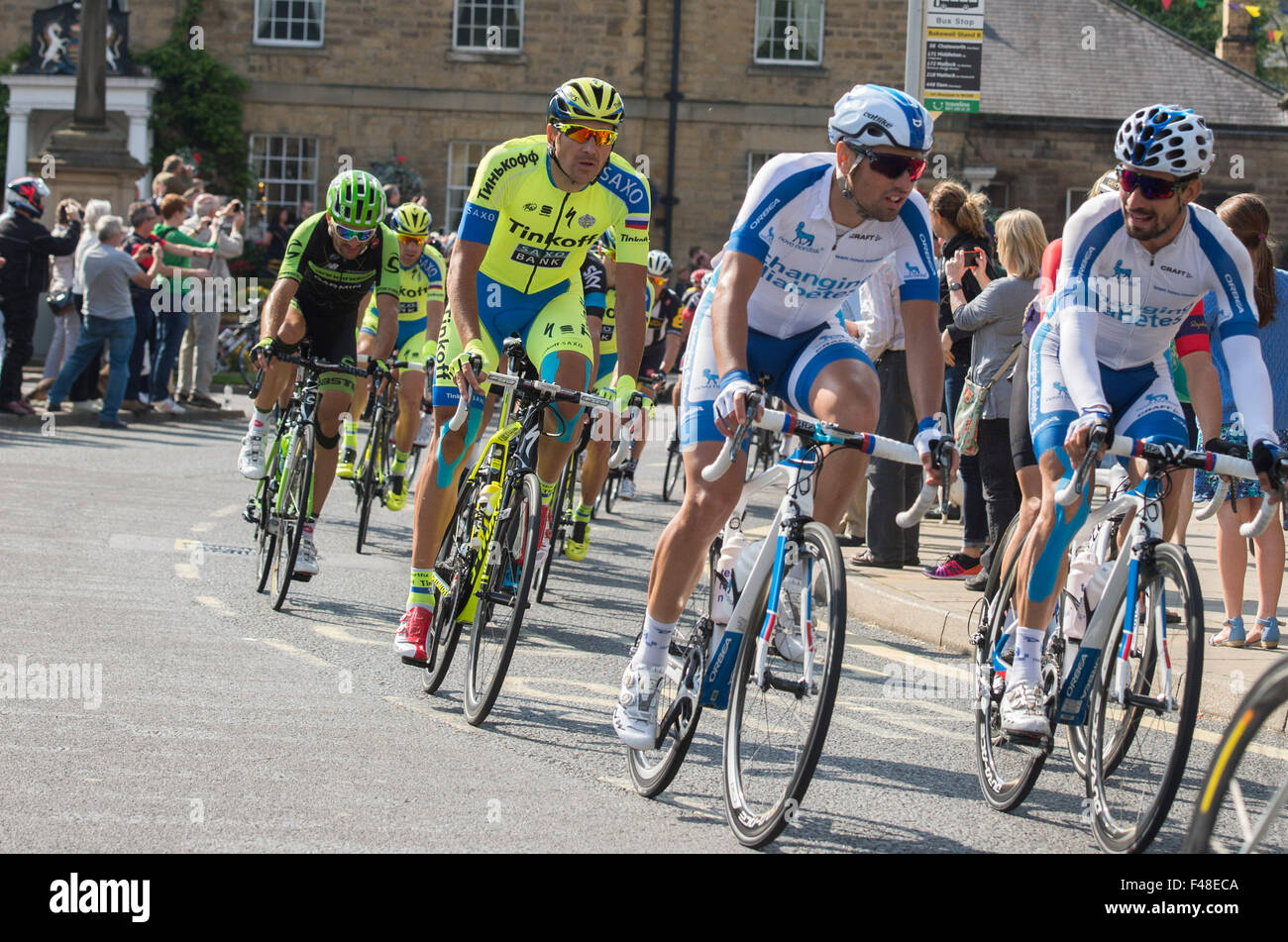 The Tour of Britain cycle race passes through the Derbyshire town of