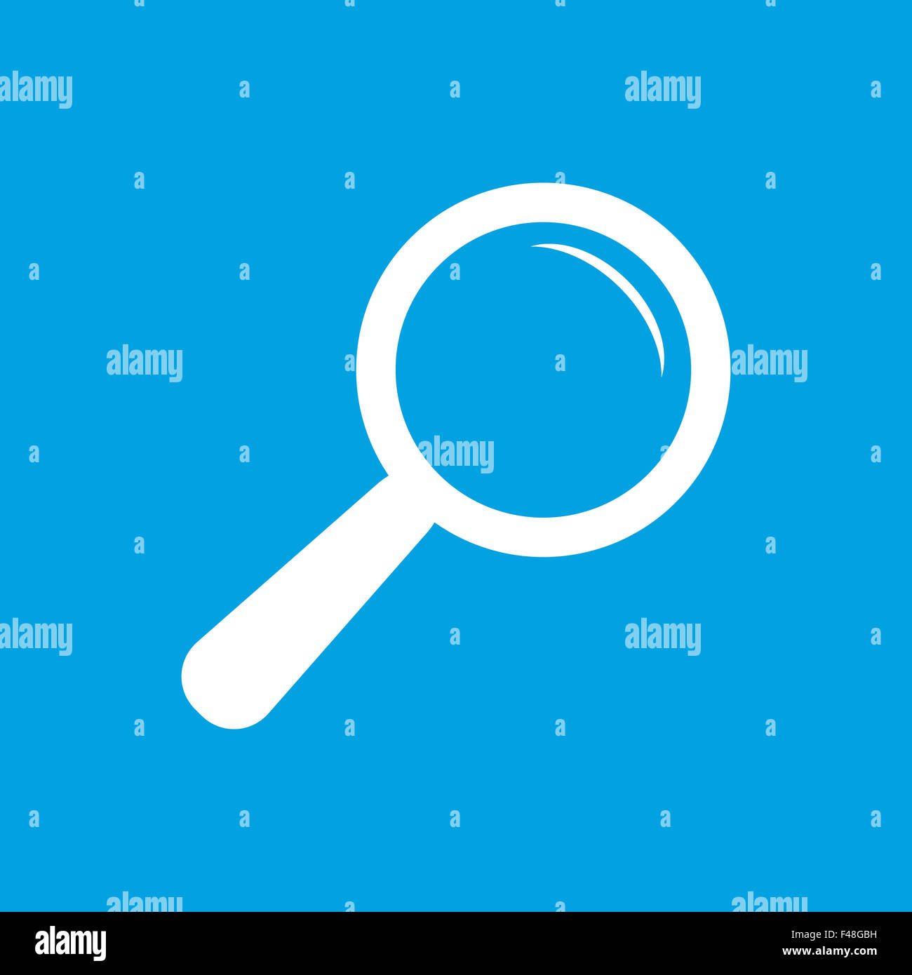 Magnifying glass white icon Stock Photo - Alamy