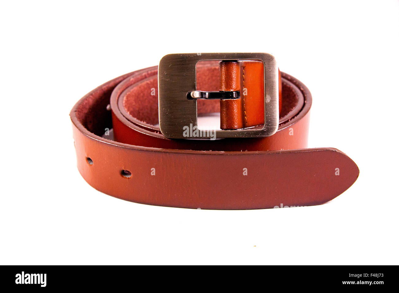 Brown leather belt Stock Photo Alamy