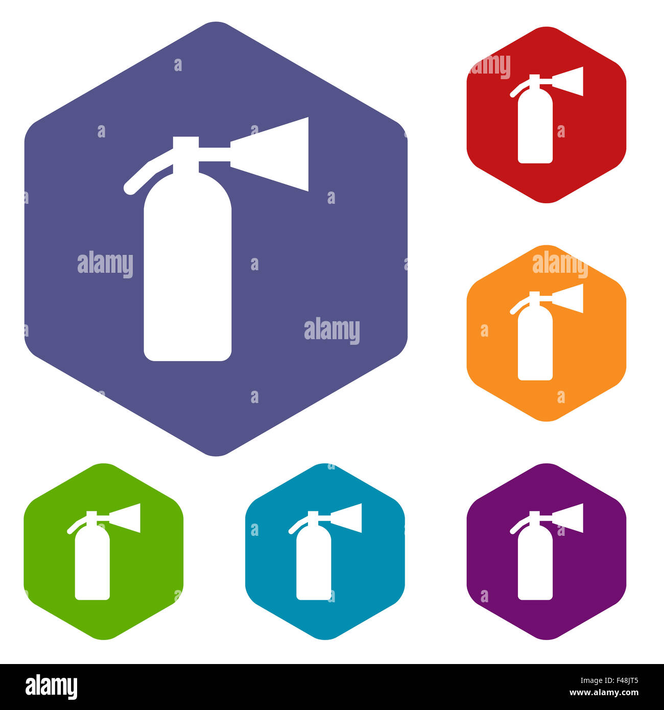 Fire extinguisher rhombus icons Stock Photo - Alamy