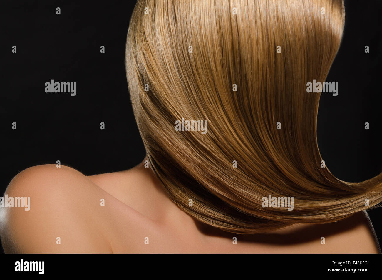 Beautiful women's light straightened out hair Stock Photo