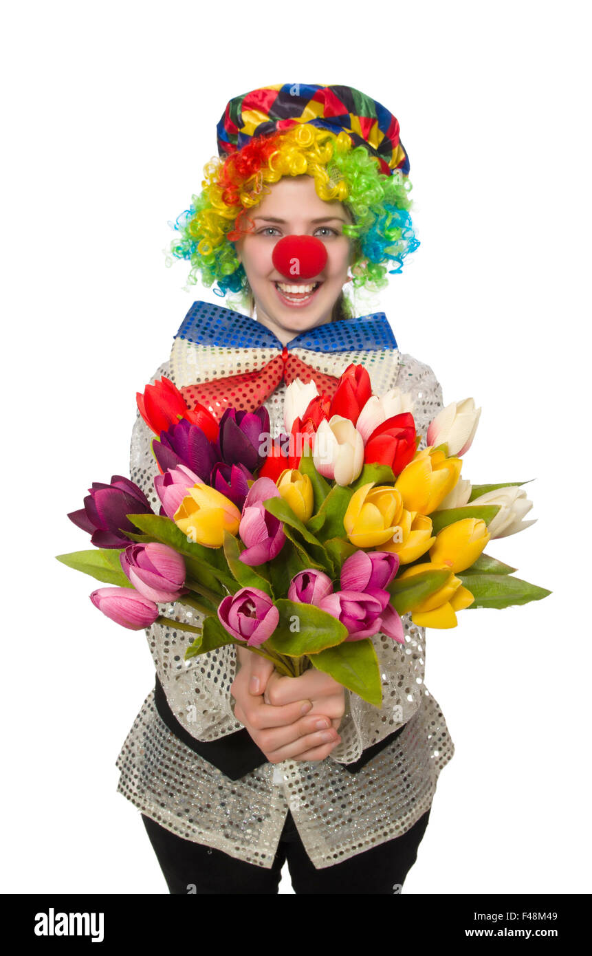 Female clown isolated on white Stock Photo - Alamy