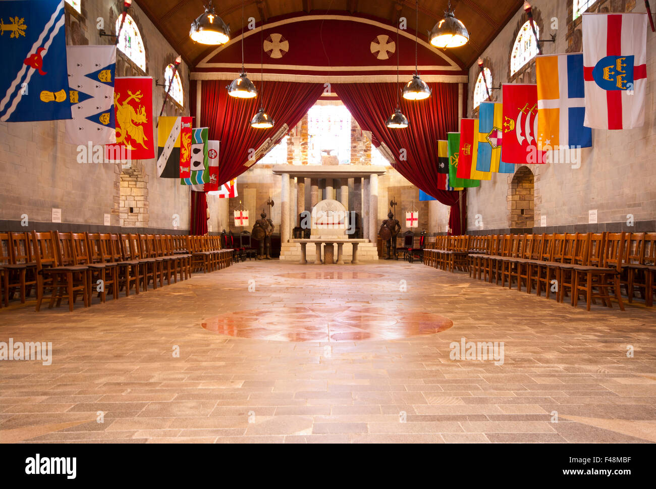 Inside King Arthurs Great Hall Tourist Attraction Fore Street Tintagel Cornwall England UK Stock Photo