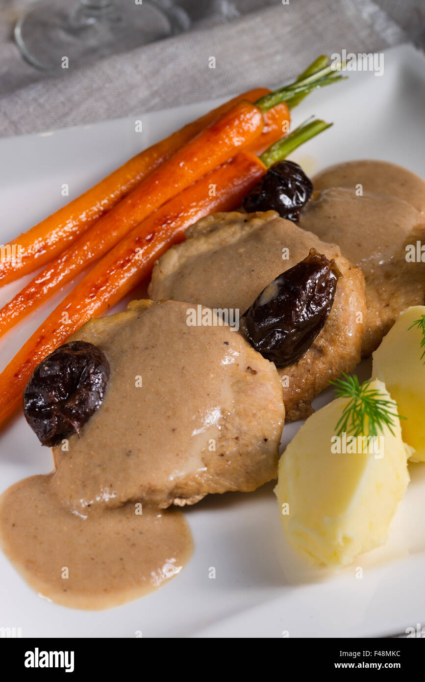 pork tenderloin in plum sauce Stock Photo Alamy