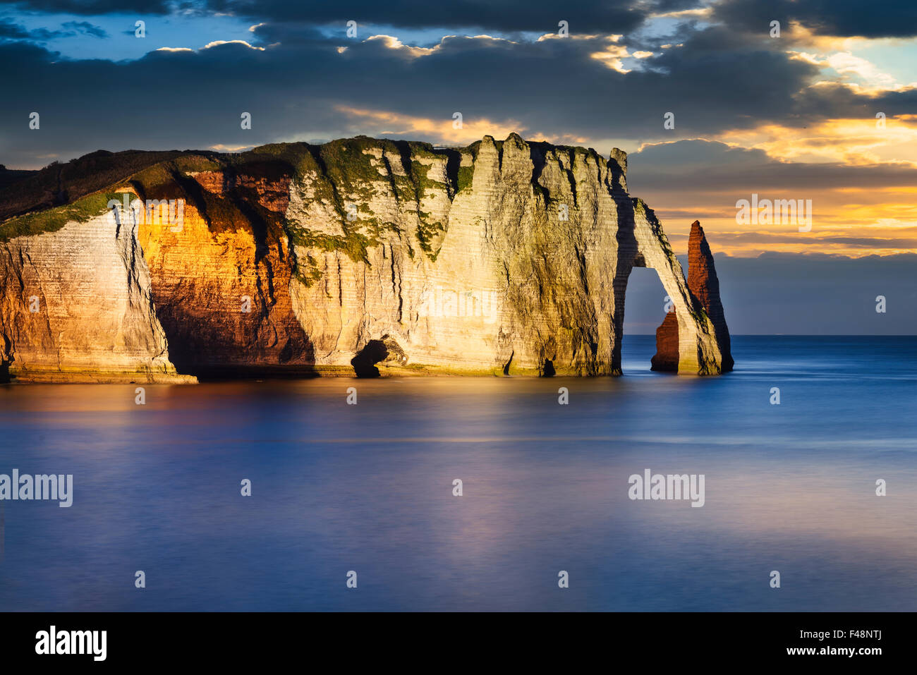 Falaise d'Amont cliff at Etretat, Normandy, France Stock Photo