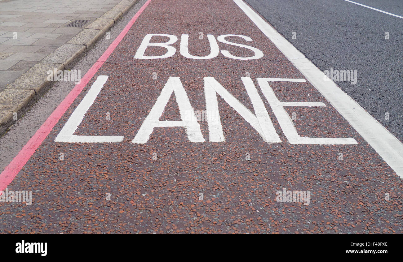Bus Lane Road Markings Hi res Stock Photography And Images Alamy