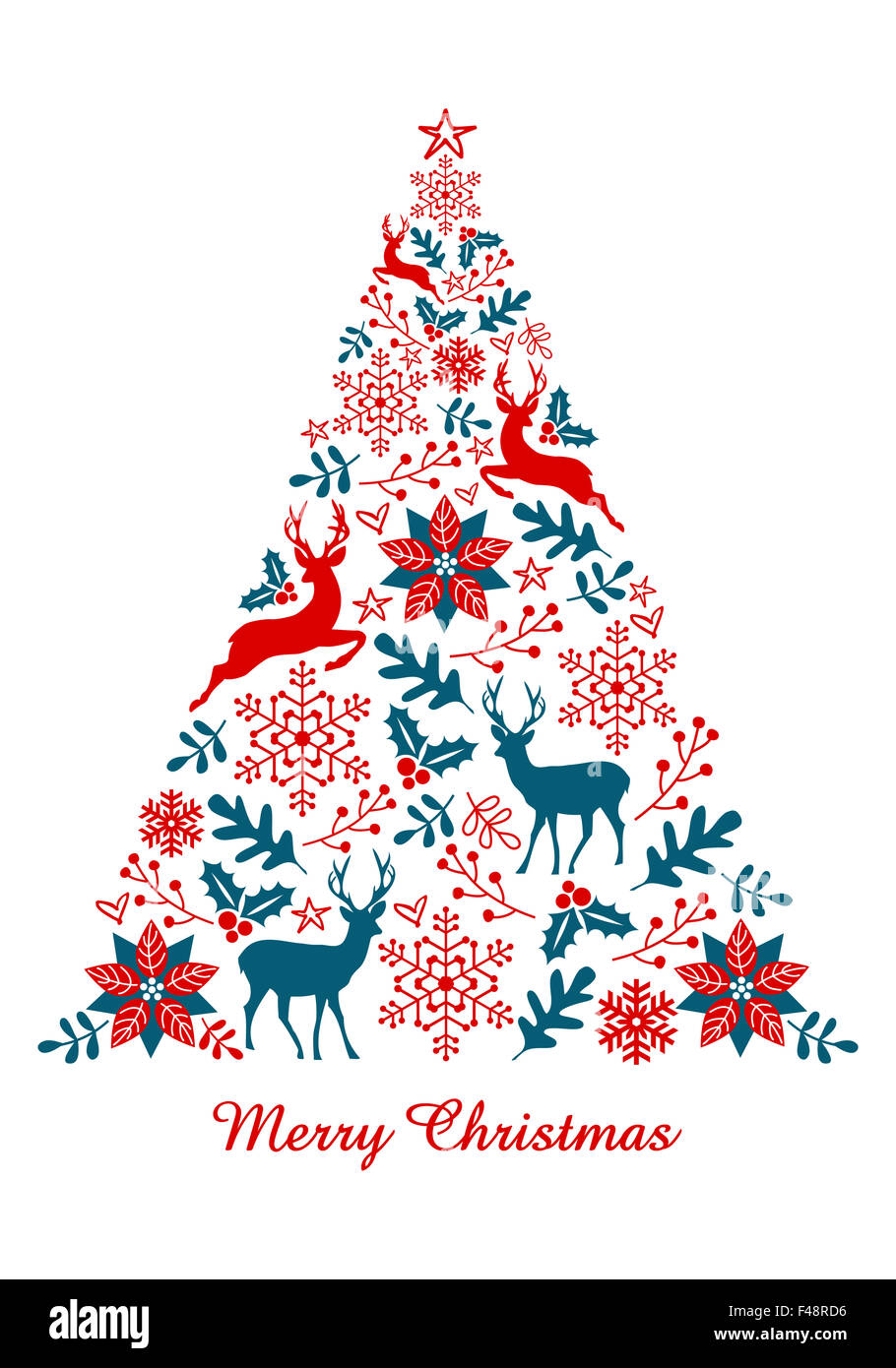Christmas card with abstract ornamental Xmas tree Stock Photo