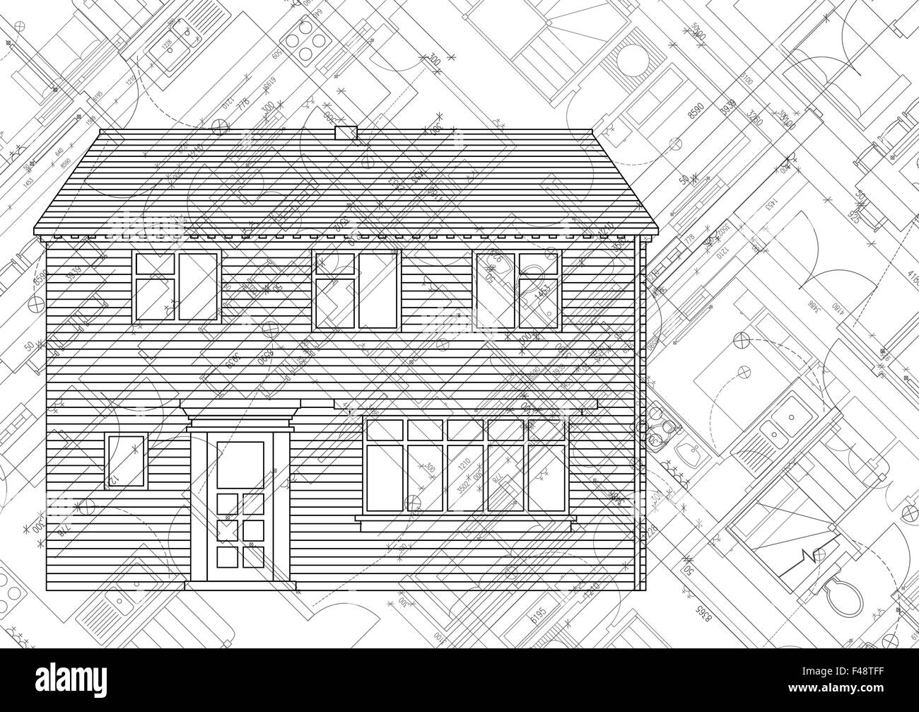 Blueprint Plan Of 3 Bedroom House Stock Photo 88705331 Alamy