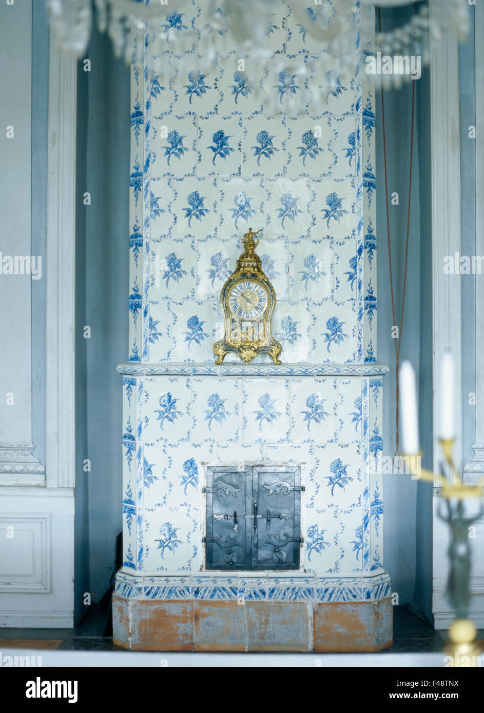 A tile stove from late 1700 century Stock Photo Alamy