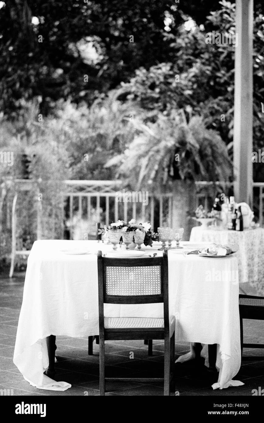 Outdoors table Black and White Stock Photos & Images - Alamy