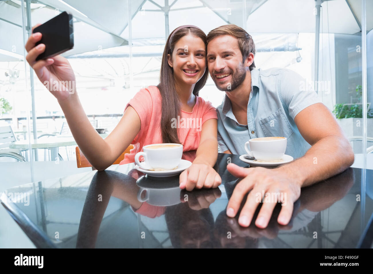 Young happy couple making a selfie Stock Photo - Alamy