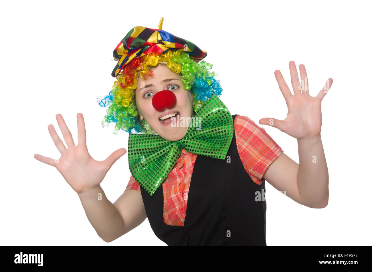 Female clown isolated on white Stock Photo - Alamy