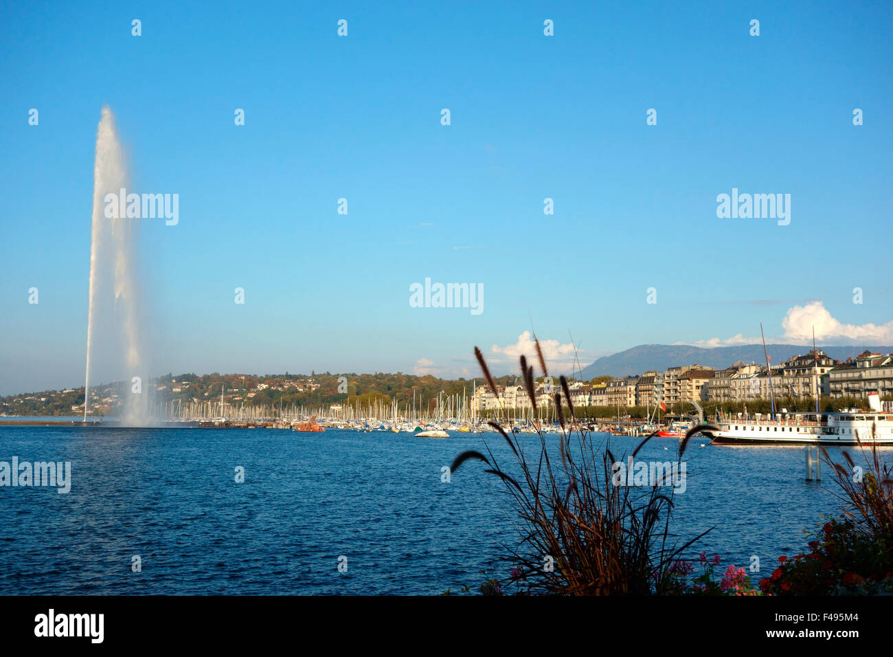 Jet d Eau fountain on Geneva Lake, Geneva, Switzerland Stock Photo - Alamy