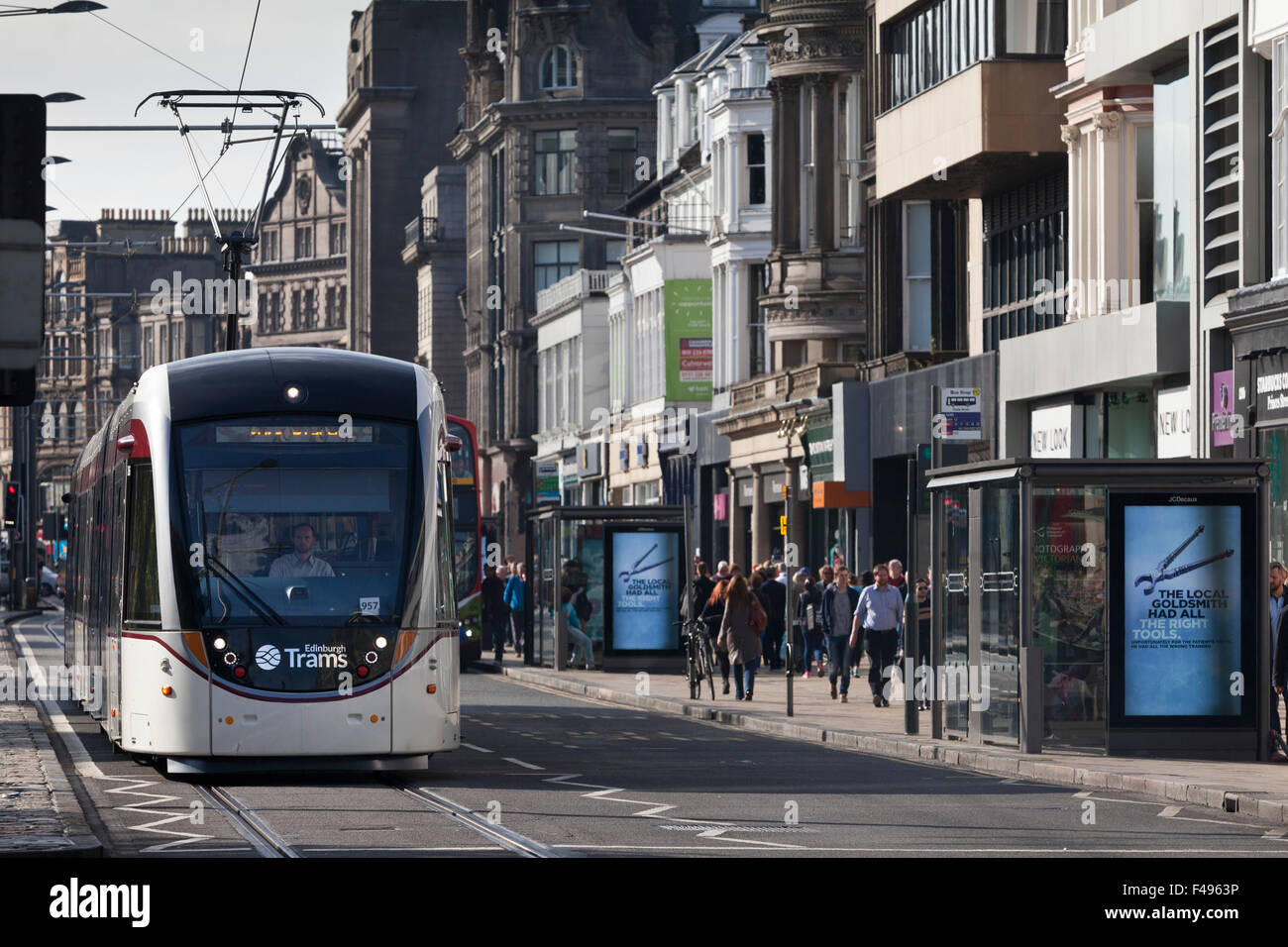 Edinburgh tram on Princes Street. Stock Photo