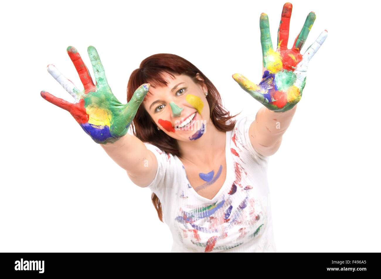 beautiful woman with paint Stock Photo