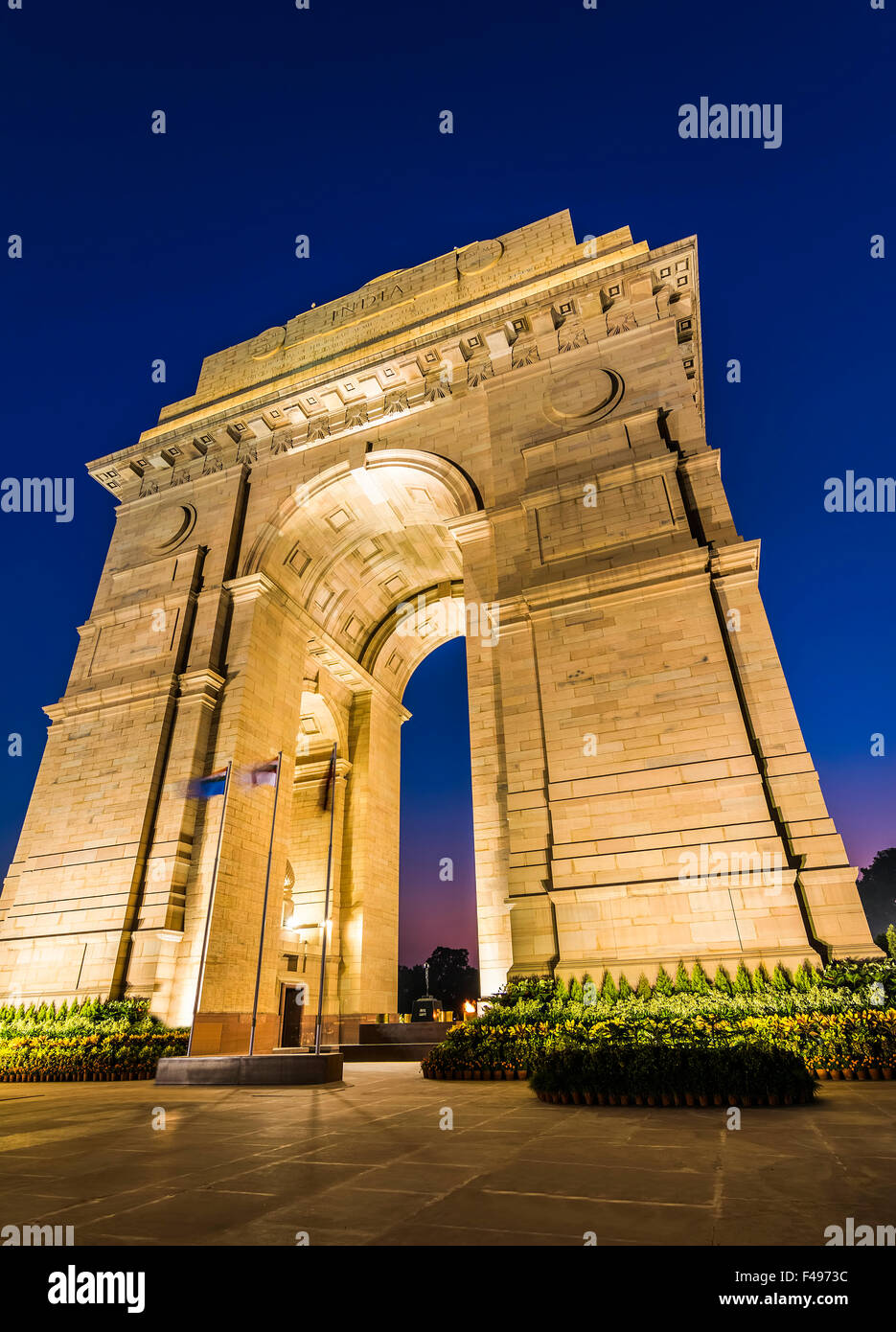 A wide angle shot of the India Gate (formerly known as the All India ...