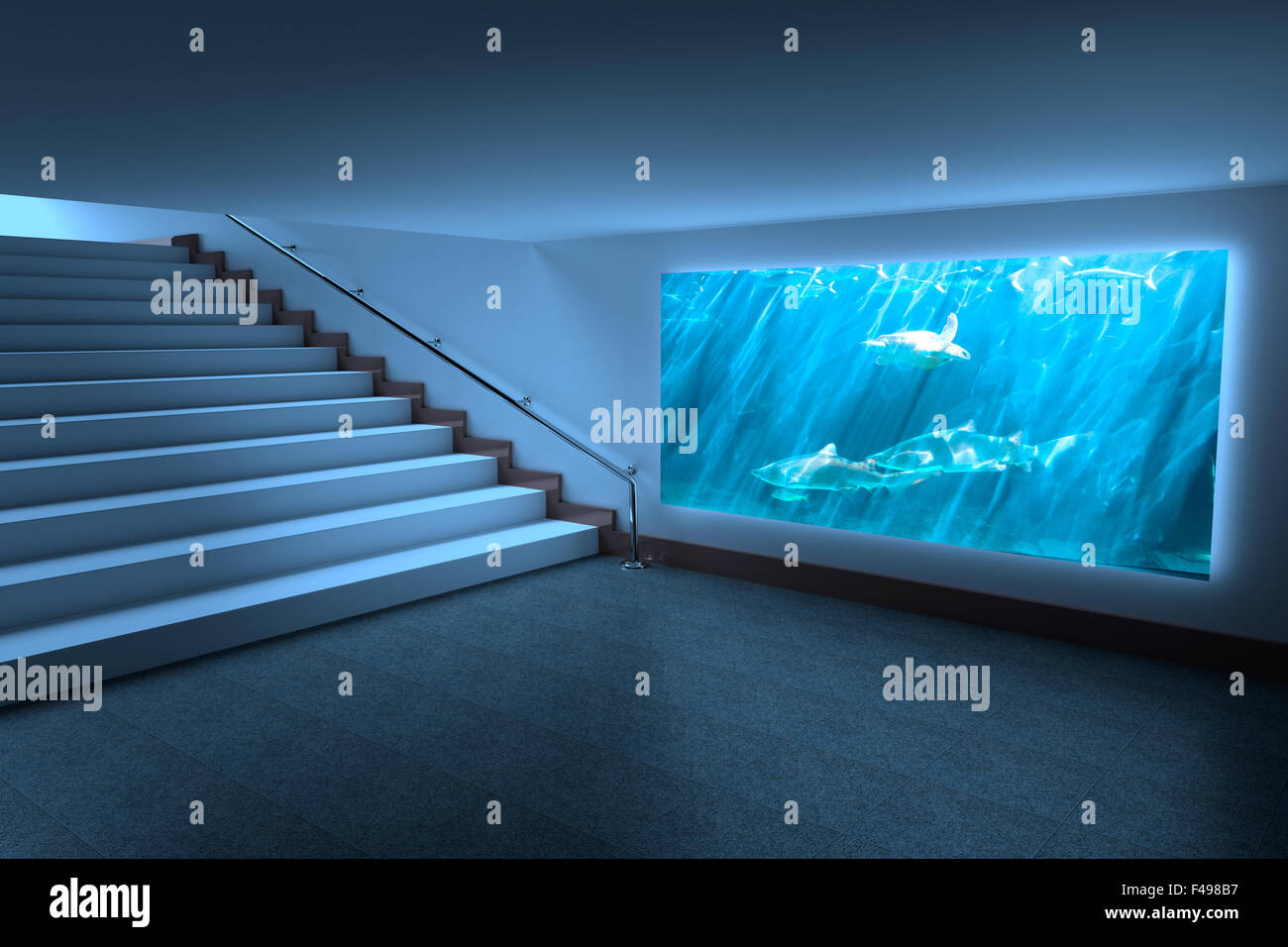 Composite image of room with large display Stock Photo Alamy