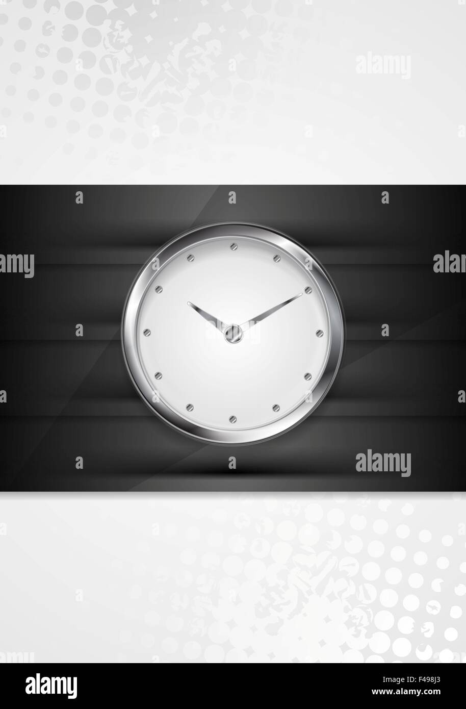 Silver wall clock on black stripes Stock Photo Alamy