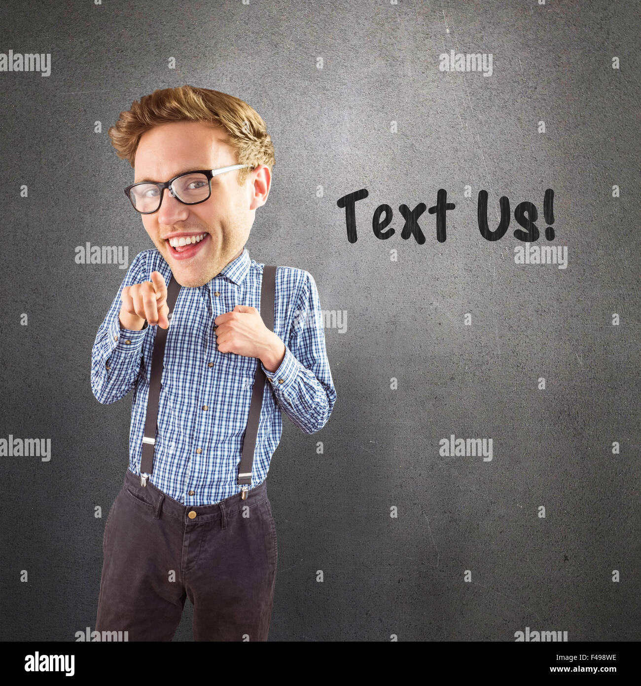 Composite image of geeky businessman pointing Stock Photo