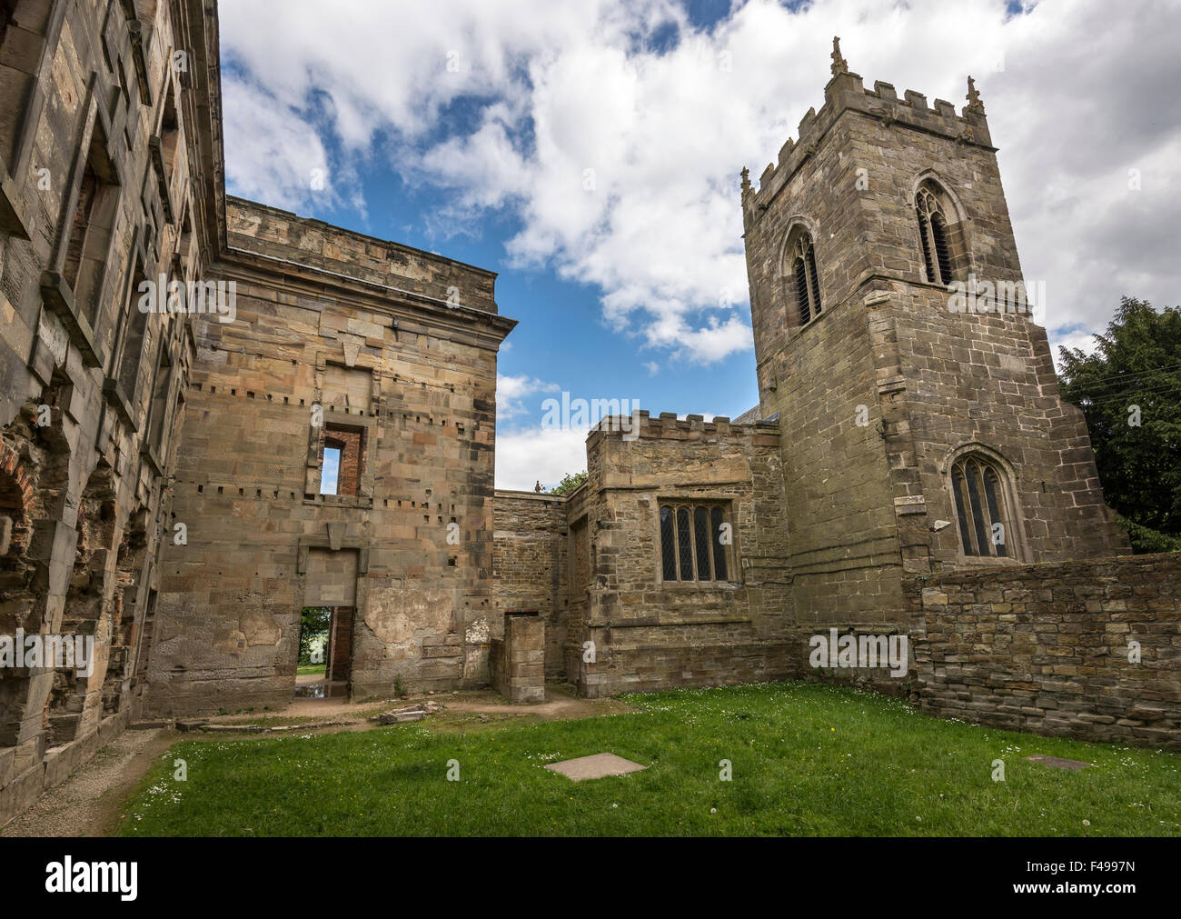 The remains of Sutton Scarsdale hall, a once magnificent house near Chesterfield. Now in the care of English Heritage. Stock Photo