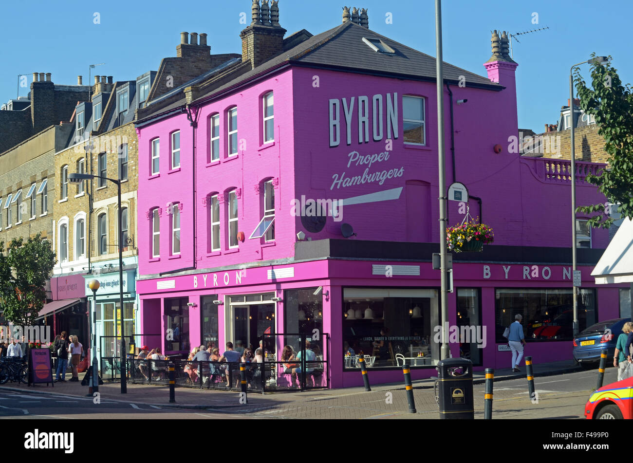 London, UK, 9 July 2015 Byron hamburgers Northcote Road Battersea. Stock Photo