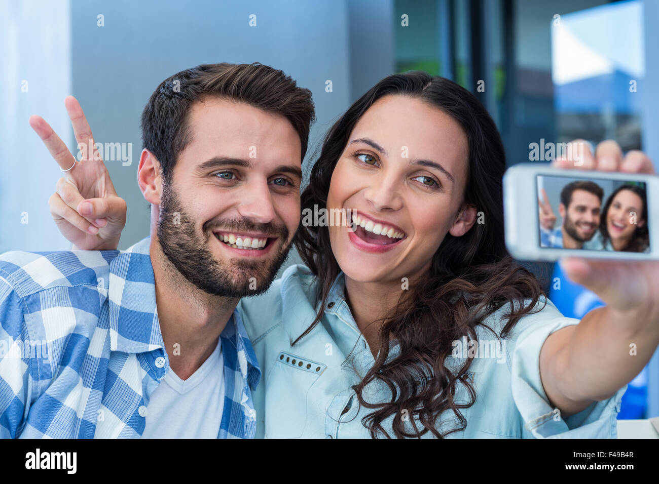 Young happy couple making a selfie Stock Photo - Alamy