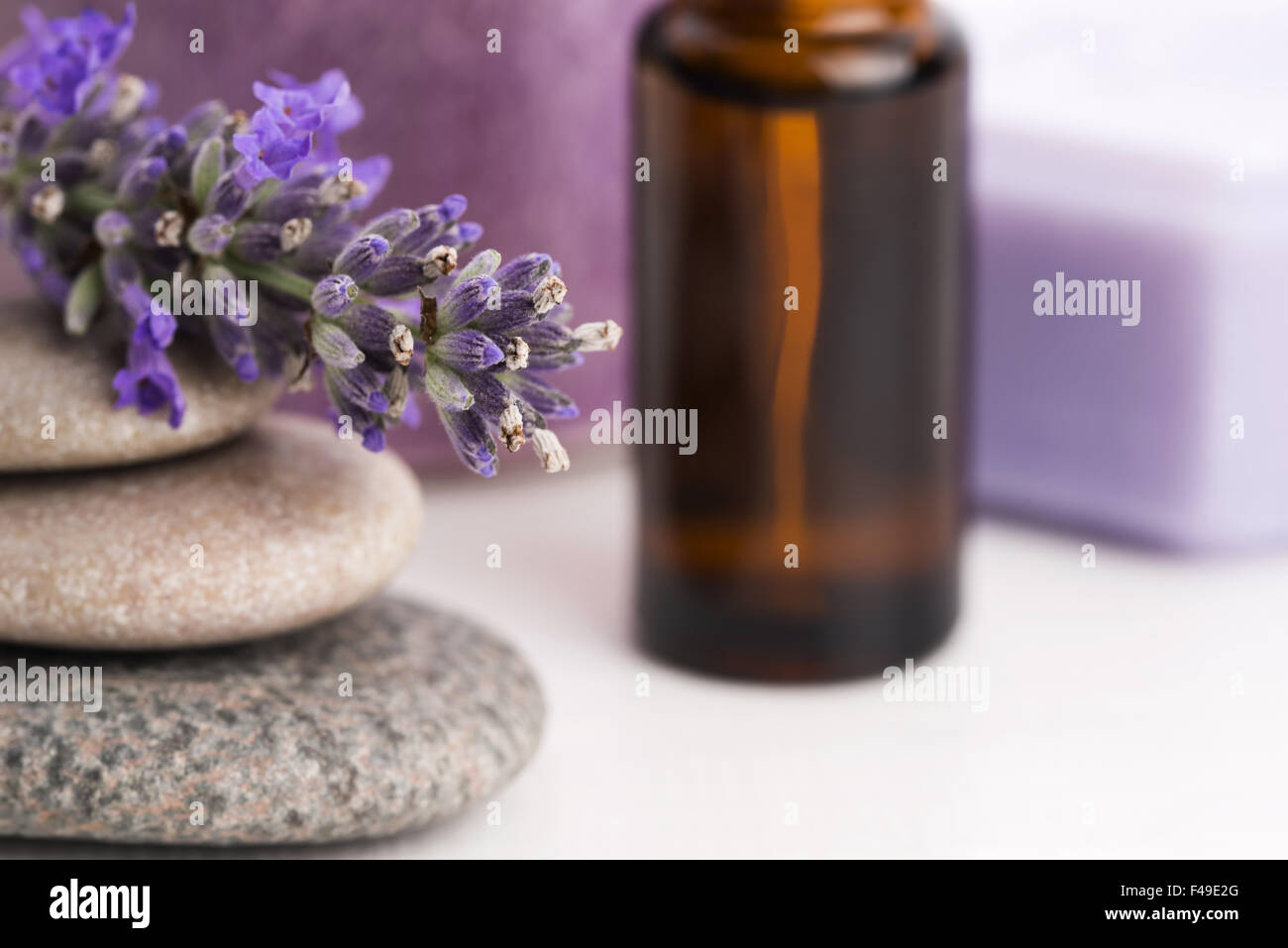 essential oil and lavender flowers Stock Photo - Alamy