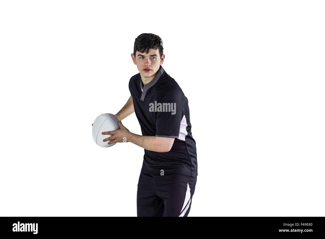 Rugby player about to throw a rugby ball Stock Photo Alamy