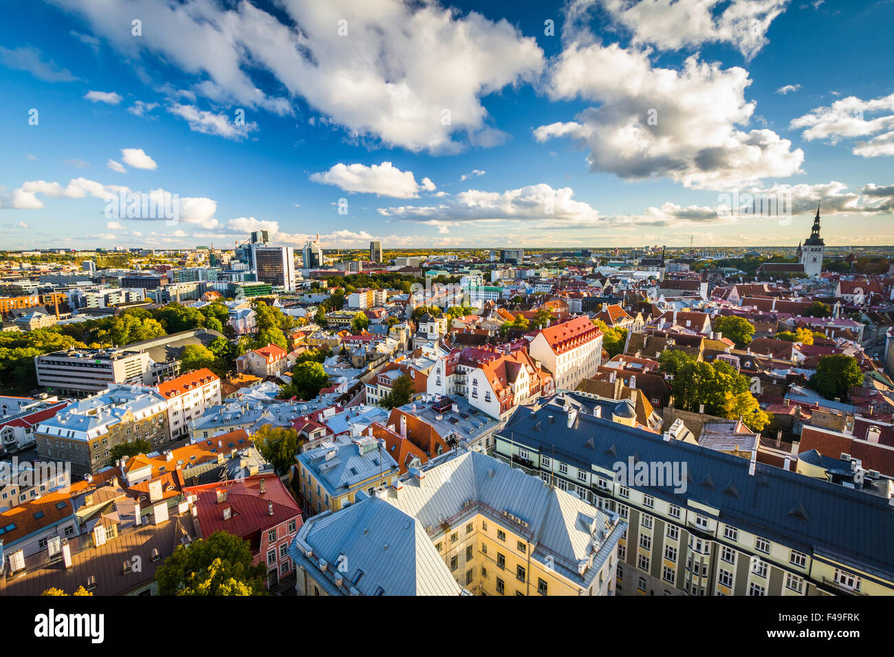 View of the Old Town from St. Olaf's Church Tower, in Tallinn, Estonia. Stock Photo