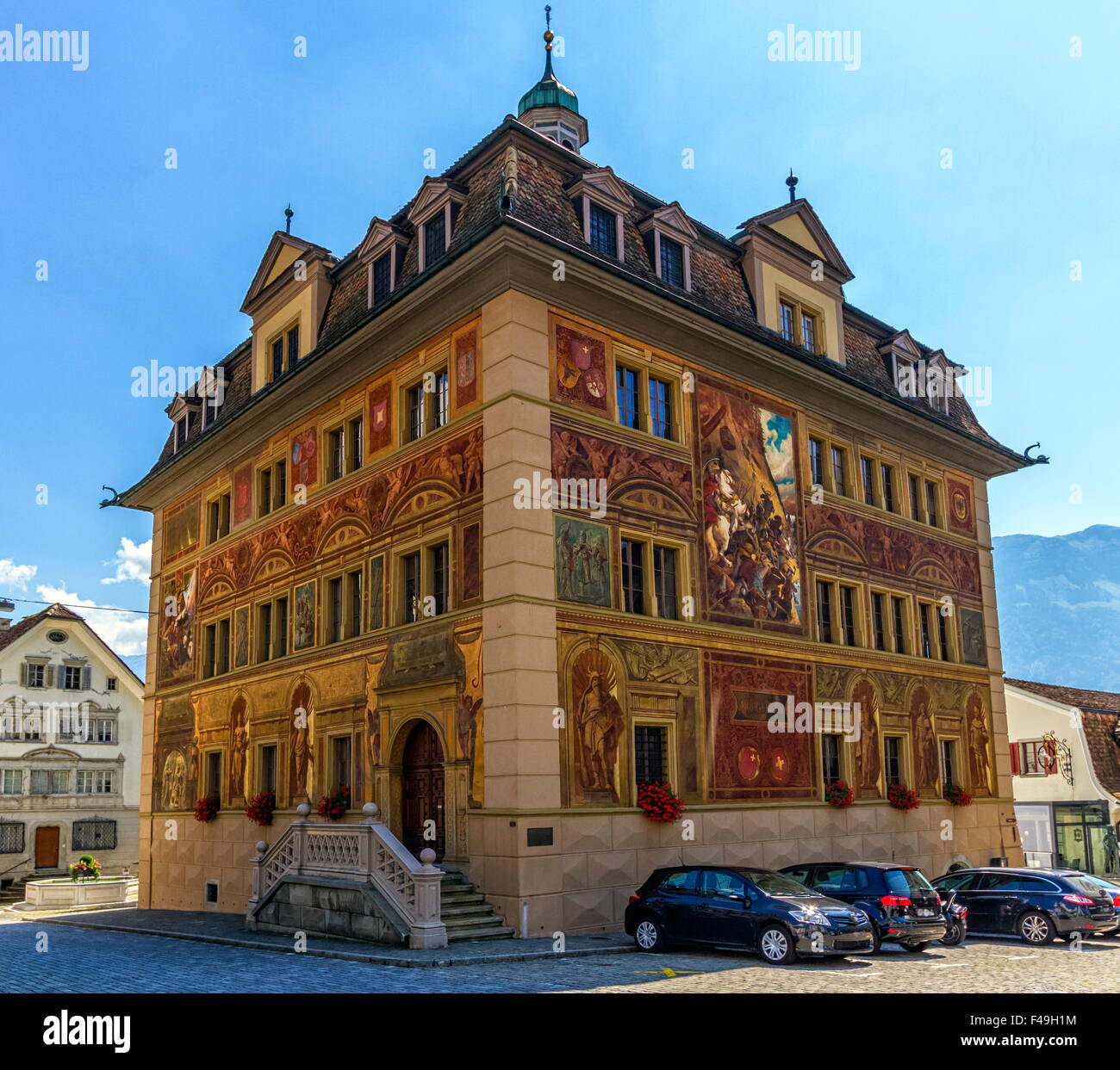Schwyz or Schwytz city hall by day, Switzerland Stock Photo