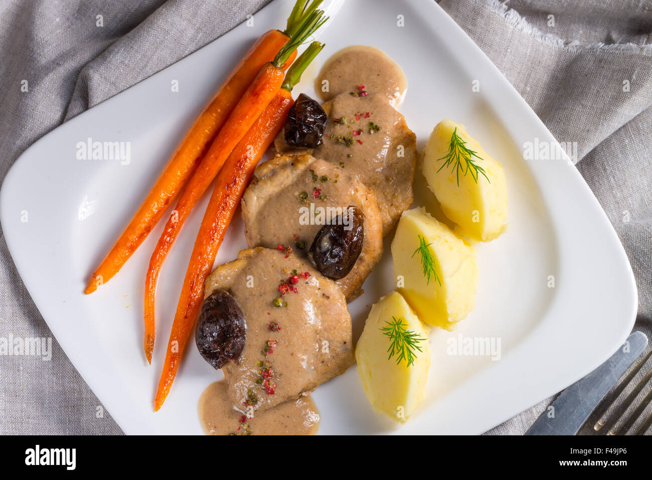 pork tenderloin in plum sauce Stock Photo Alamy