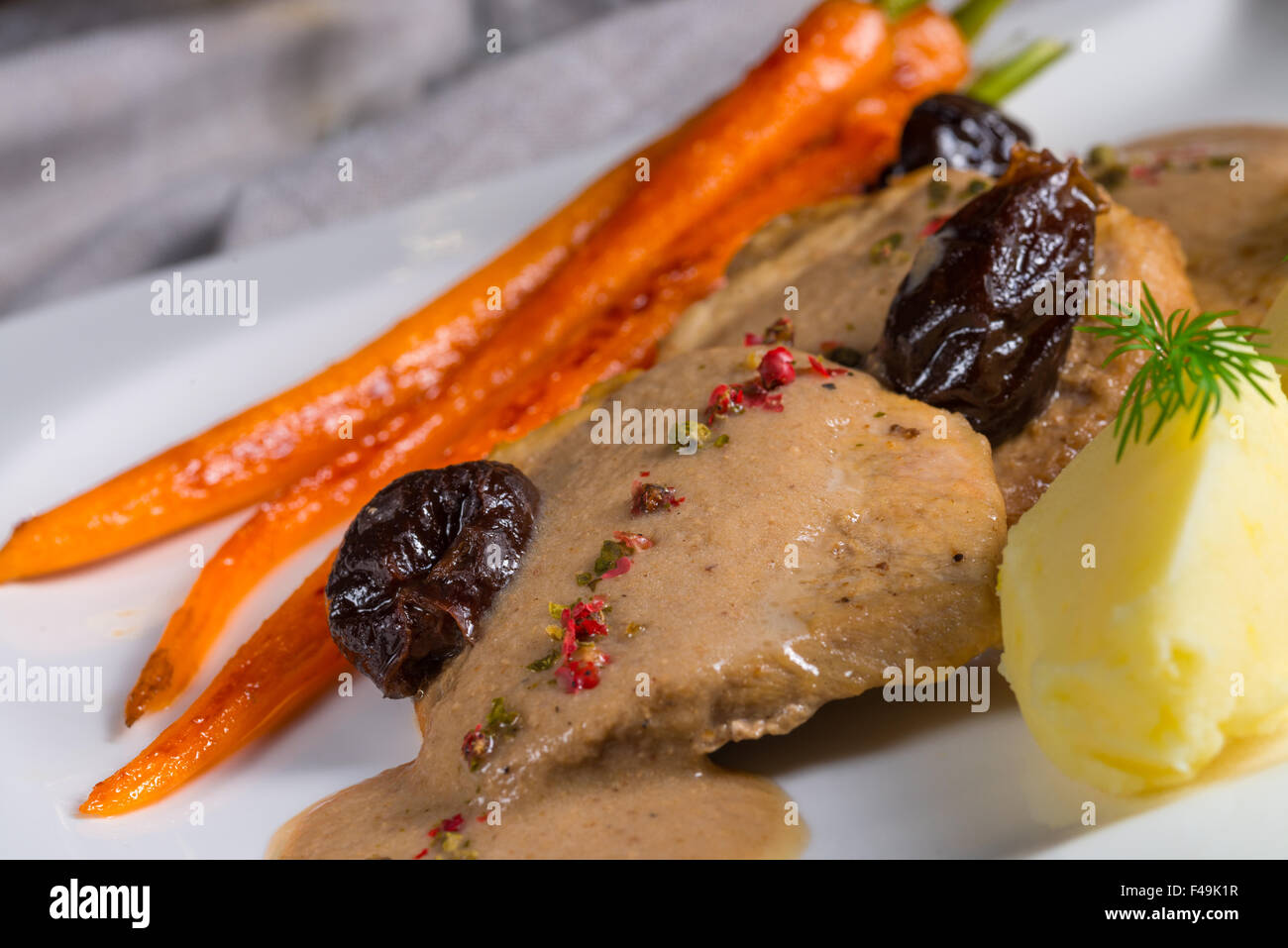 pork tenderloin in plum sauce Stock Photo Alamy