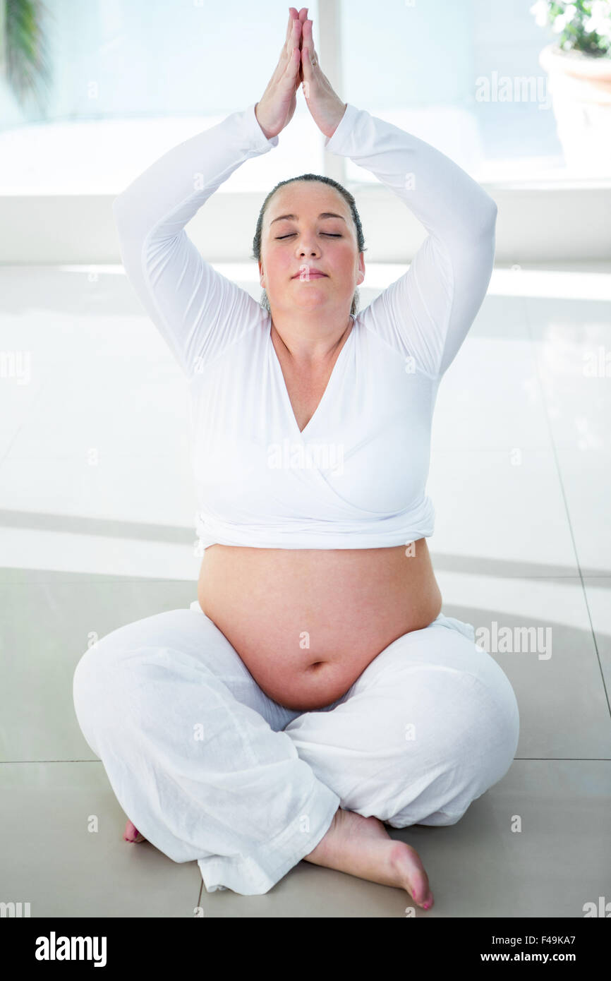 Pregnant zen woman doing yoga Stock Photo Alamy