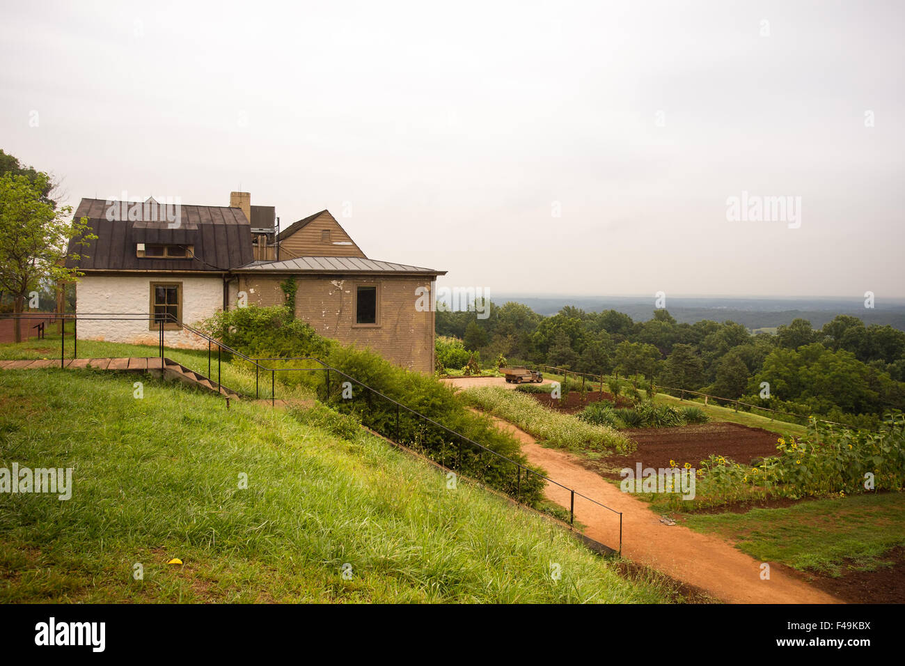 Terraced farm on hillside at Monticello, the former home of President Thomas Jefferson. Stock Photo