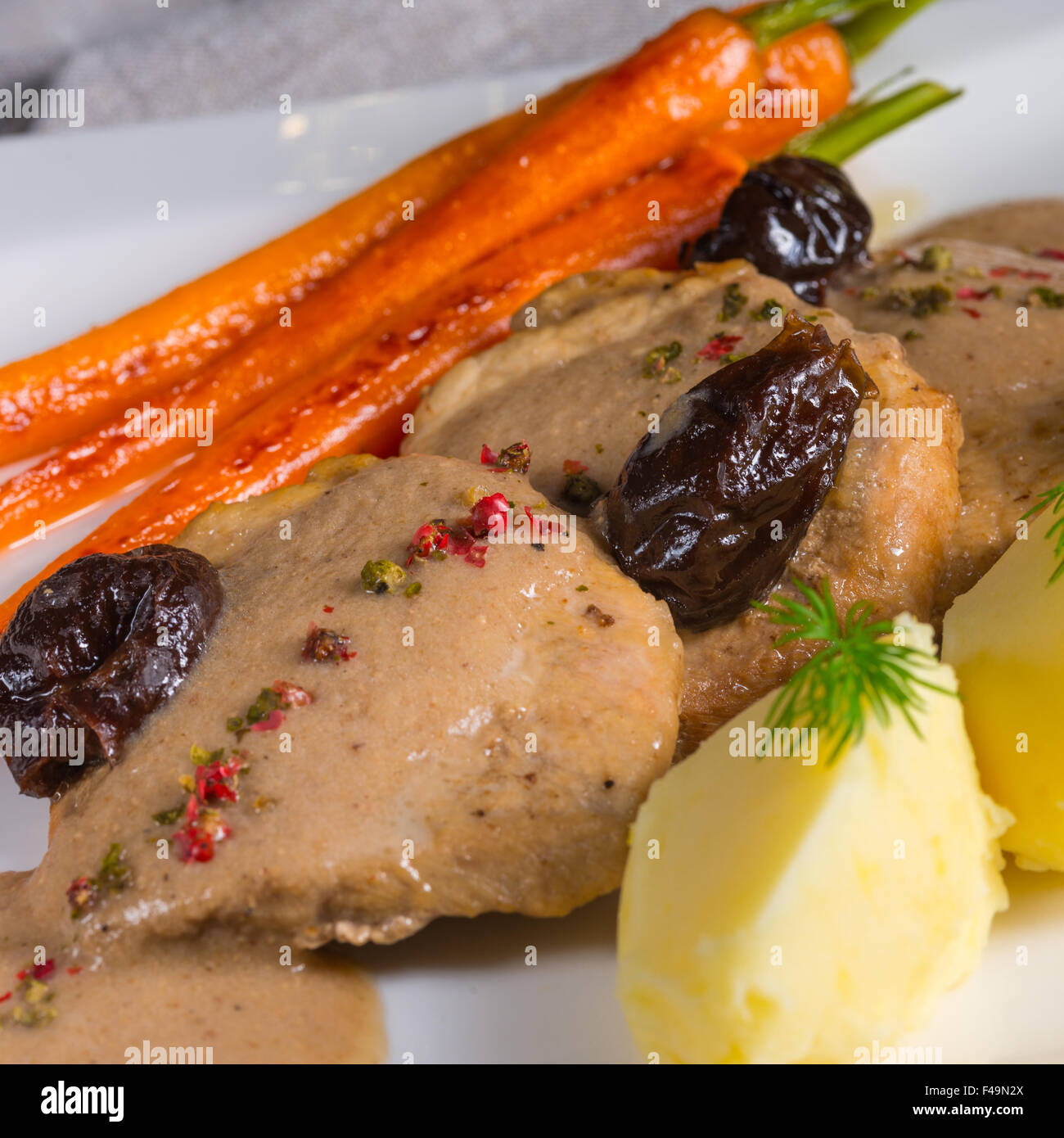 pork tenderloin in plum sauce Stock Photo Alamy
